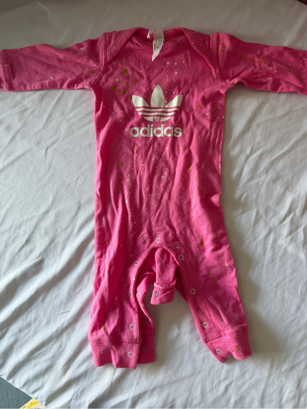adidas Hot Pink Baby Footie with Trefoil Logo